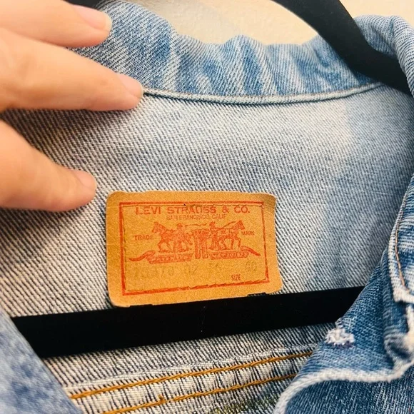 Rare 1980s Type 3 Levi’s Trucker Jacket Made in France Custom Upcycled Size 40 - Picture 7 of 10